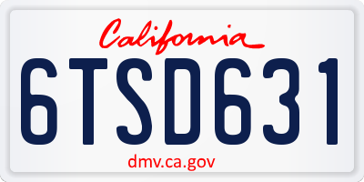 CA license plate 6TSD631