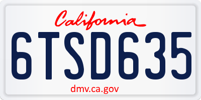 CA license plate 6TSD635