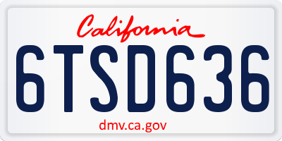 CA license plate 6TSD636