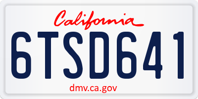 CA license plate 6TSD641