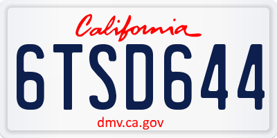 CA license plate 6TSD644