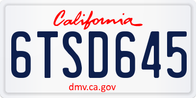 CA license plate 6TSD645
