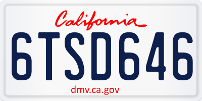 CA license plate 6TSD646