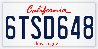 CA license plate 6TSD648