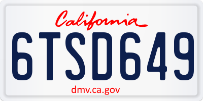 CA license plate 6TSD649