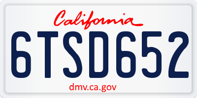 CA license plate 6TSD652