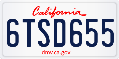 CA license plate 6TSD655