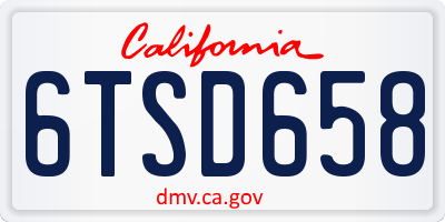 CA license plate 6TSD658