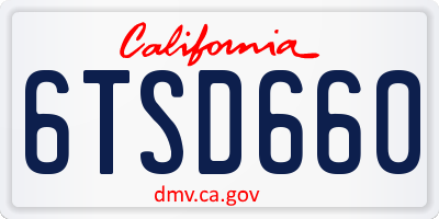 CA license plate 6TSD660