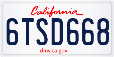 CA license plate 6TSD668