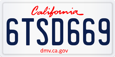 CA license plate 6TSD669