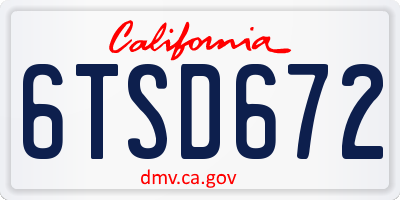 CA license plate 6TSD672