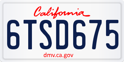 CA license plate 6TSD675