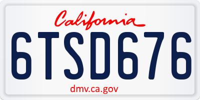 CA license plate 6TSD676