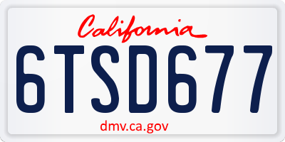 CA license plate 6TSD677