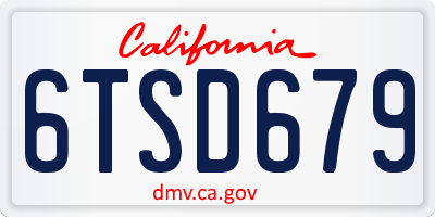 CA license plate 6TSD679