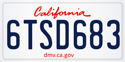 CA license plate 6TSD683