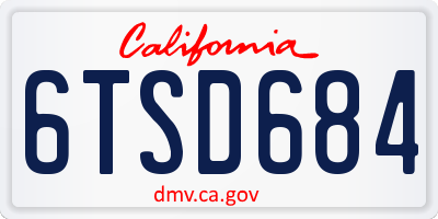 CA license plate 6TSD684
