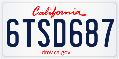 CA license plate 6TSD687