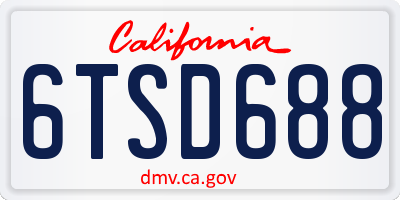 CA license plate 6TSD688