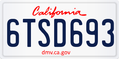 CA license plate 6TSD693