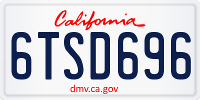 CA license plate 6TSD696