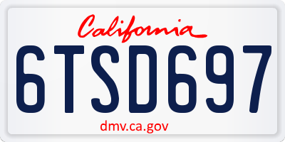 CA license plate 6TSD697