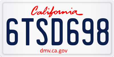 CA license plate 6TSD698