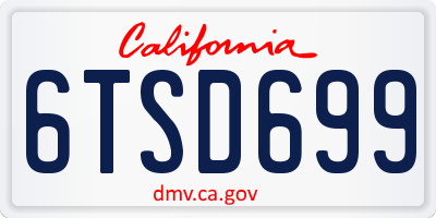 CA license plate 6TSD699