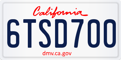 CA license plate 6TSD700