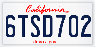 CA license plate 6TSD702