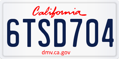 CA license plate 6TSD704