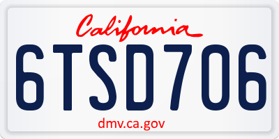 CA license plate 6TSD706
