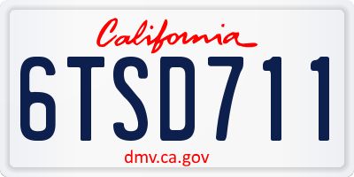 CA license plate 6TSD711