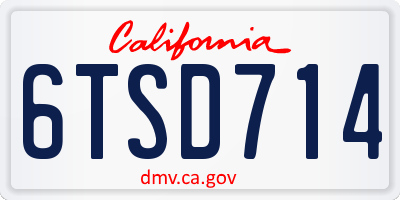 CA license plate 6TSD714