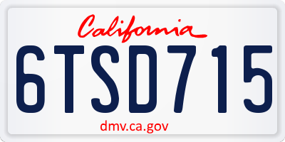 CA license plate 6TSD715