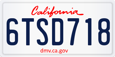 CA license plate 6TSD718
