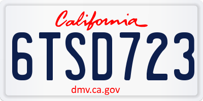 CA license plate 6TSD723
