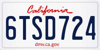 CA license plate 6TSD724