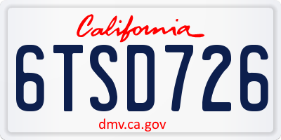 CA license plate 6TSD726
