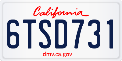 CA license plate 6TSD731