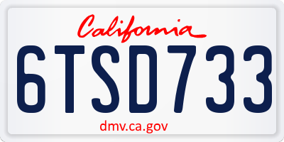 CA license plate 6TSD733