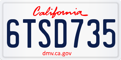 CA license plate 6TSD735