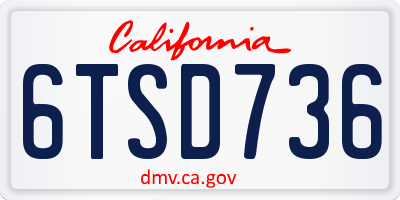 CA license plate 6TSD736