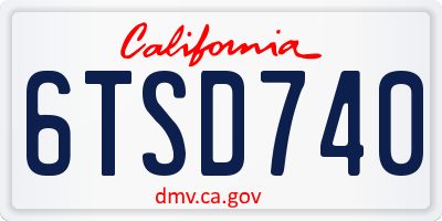 CA license plate 6TSD740