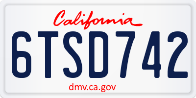 CA license plate 6TSD742