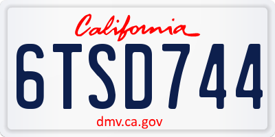CA license plate 6TSD744