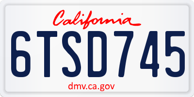 CA license plate 6TSD745
