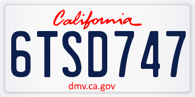 CA license plate 6TSD747