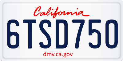 CA license plate 6TSD750